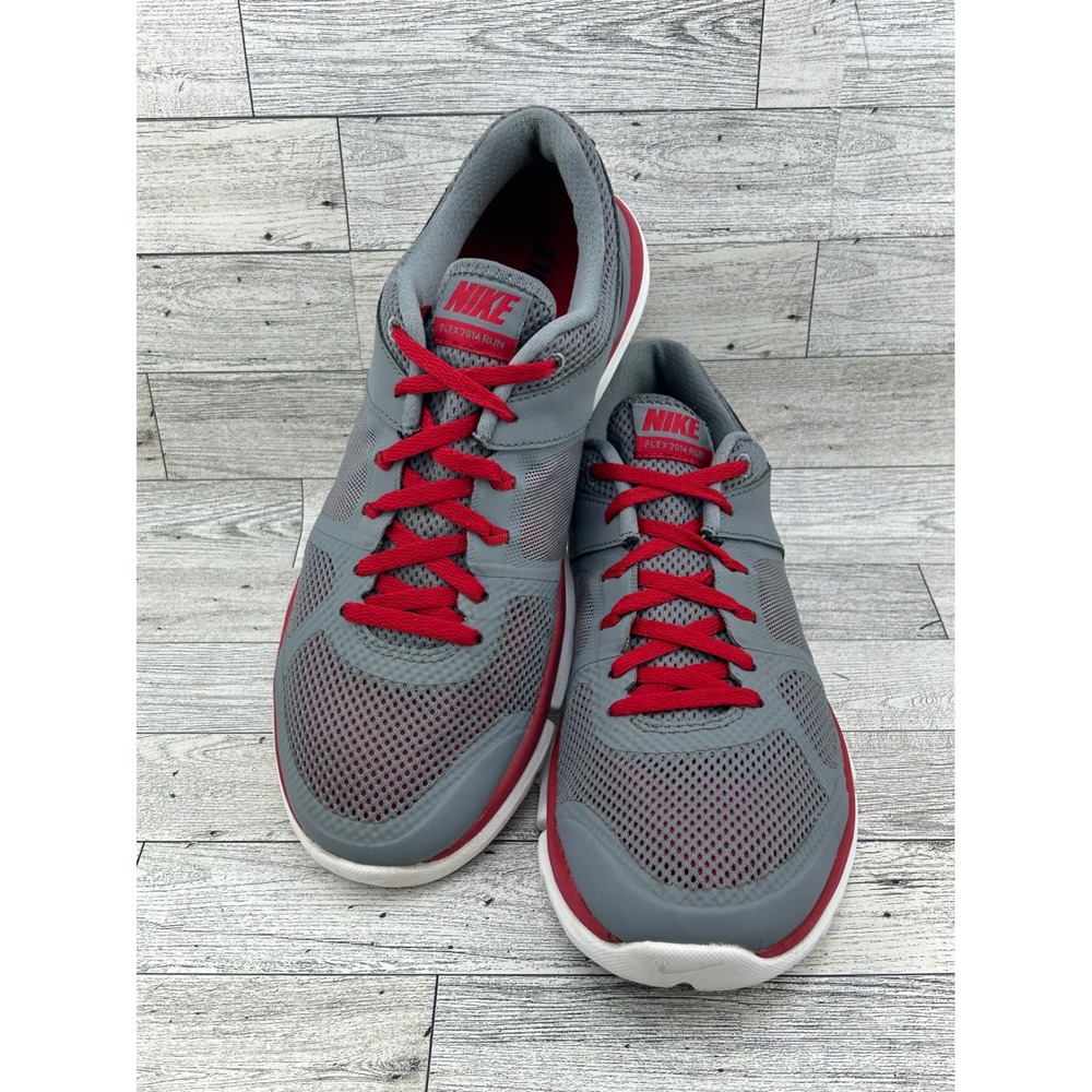 Nike Flex 2014 Run Men Cool Grey Red Running Shoes 642791-003 Size 8.5
